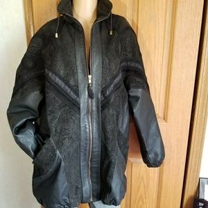 Vintage 90s Boxey mixed Suede & leather trench